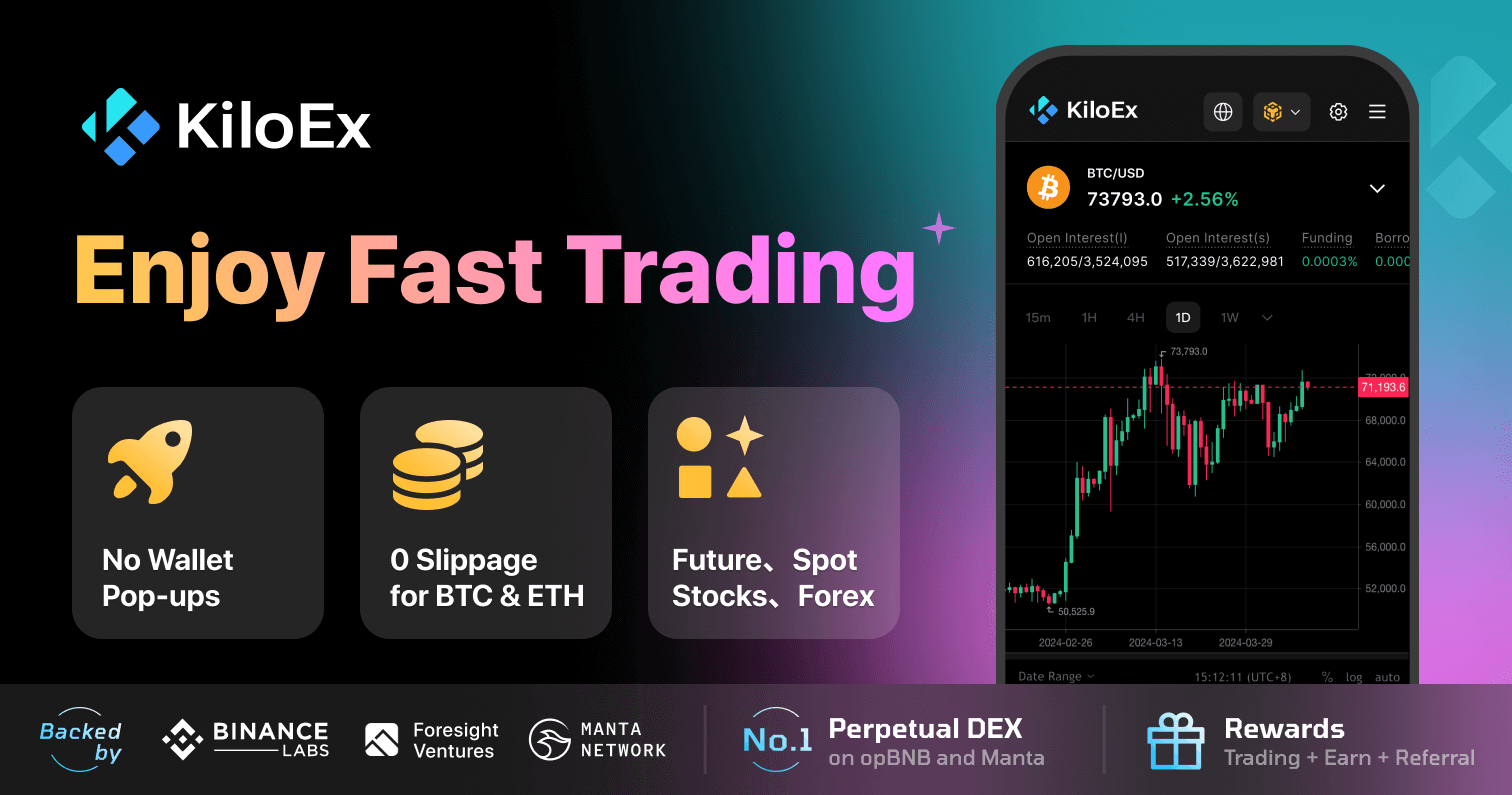 KiloEx | opBNB 및 Base 기반 비트코인, ETH 및 암호화폐 선물 거래용 영구 DEX